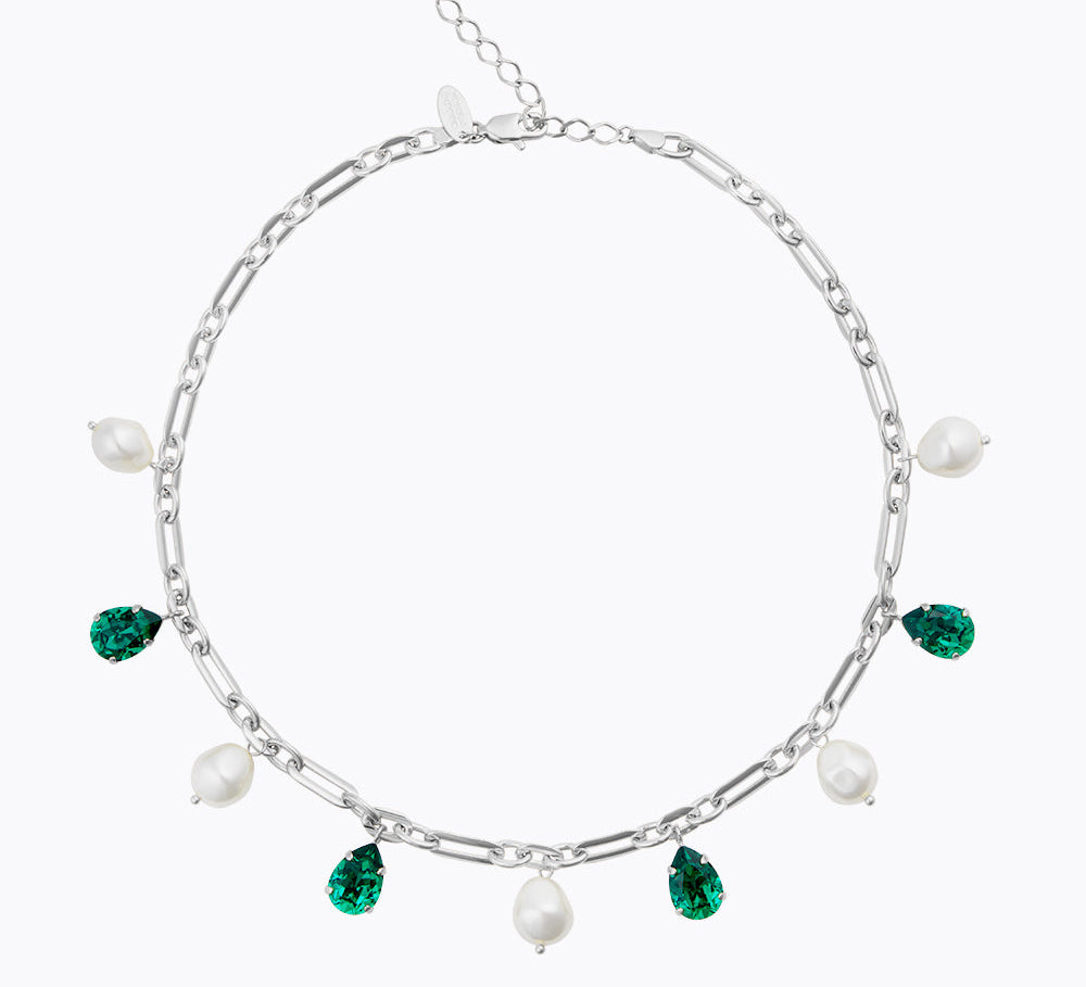 Caroline Svedbom - Ayra Necklace Pearl Majestic Green Rhodium