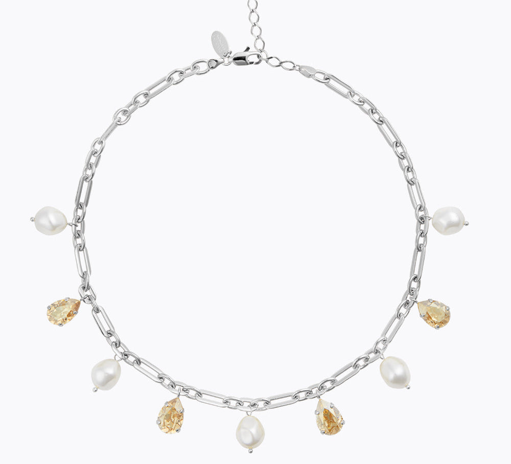 Caroline Svedbom - Ayra Necklace Pearl Golden Shadow Rhodium