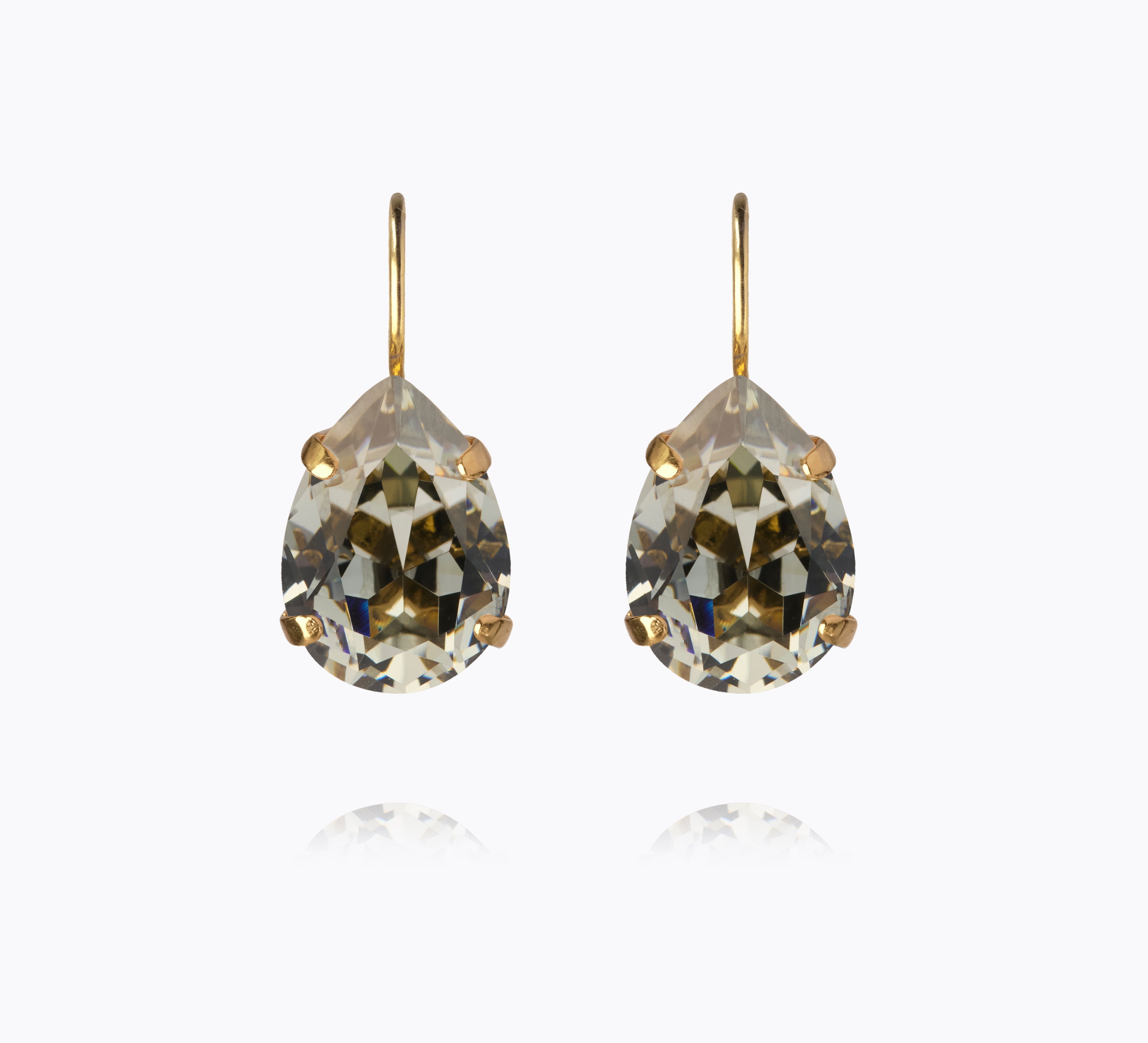 Caroline Svedbom - Mini Drop Clasp Earrings Black Diamond Gold