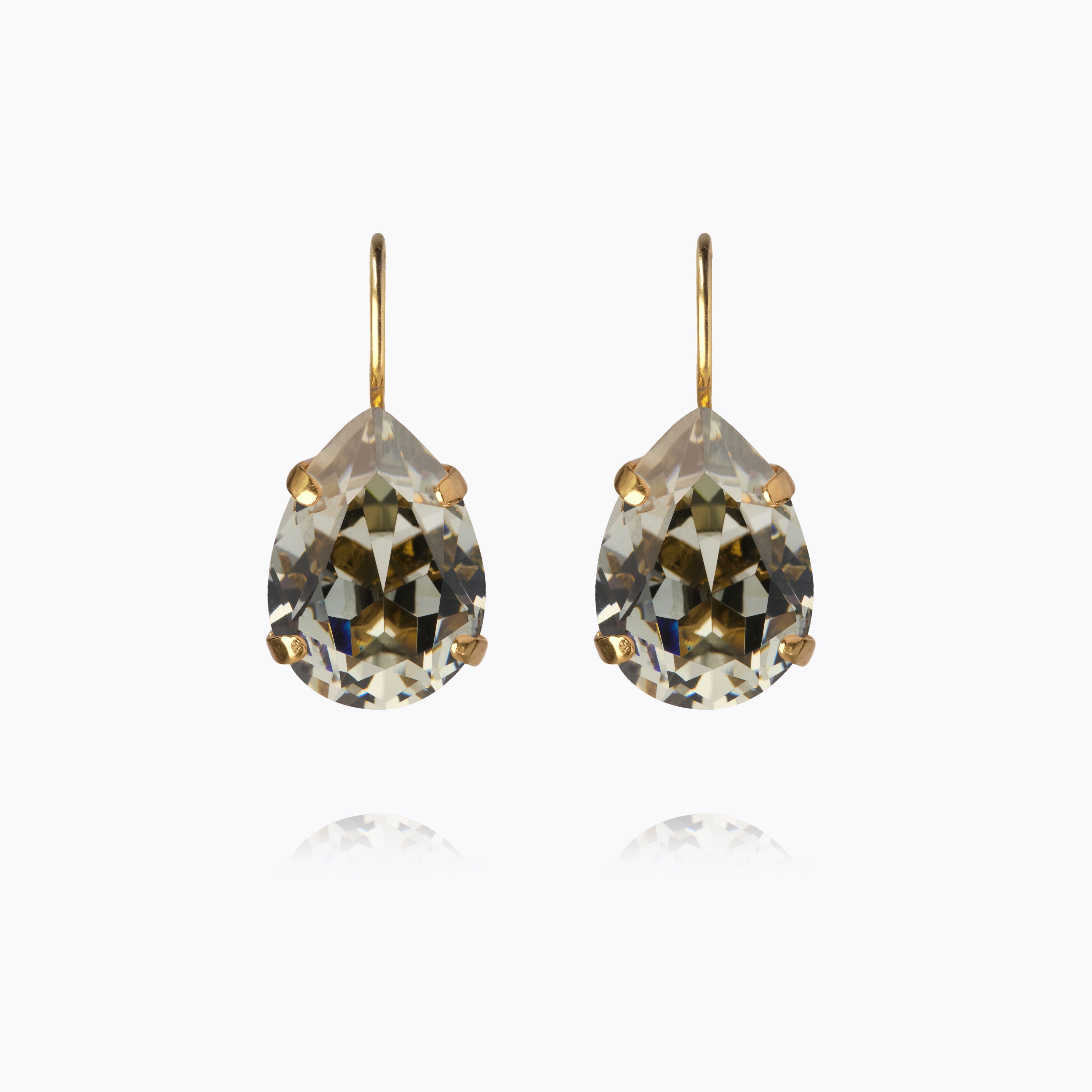 Caroline Svedbom - Mini Drop Clasp Earrings Black Diamond Gold