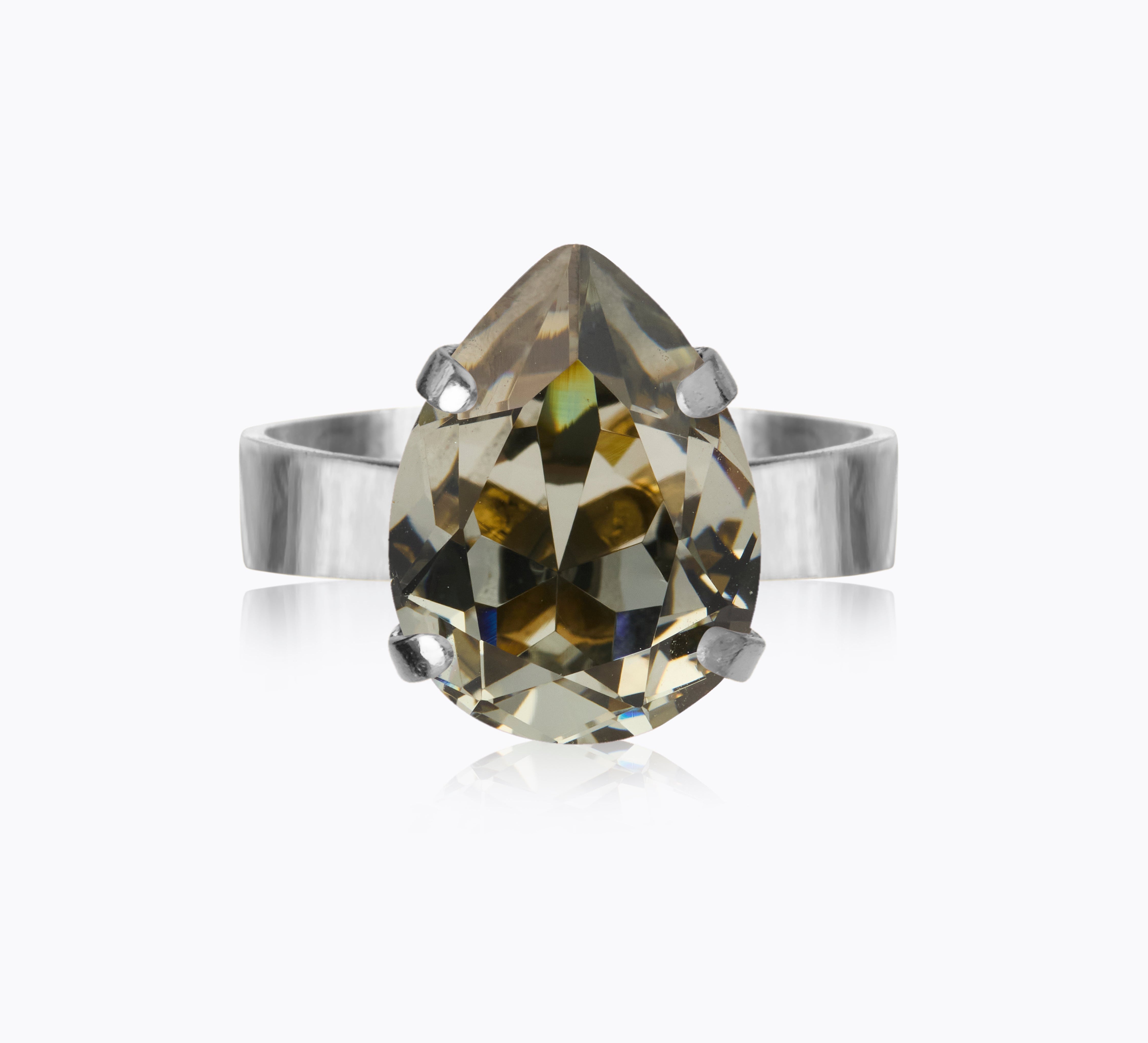 Caroline Svedbom - Mini Drop Ring Black Diamond Rhodium