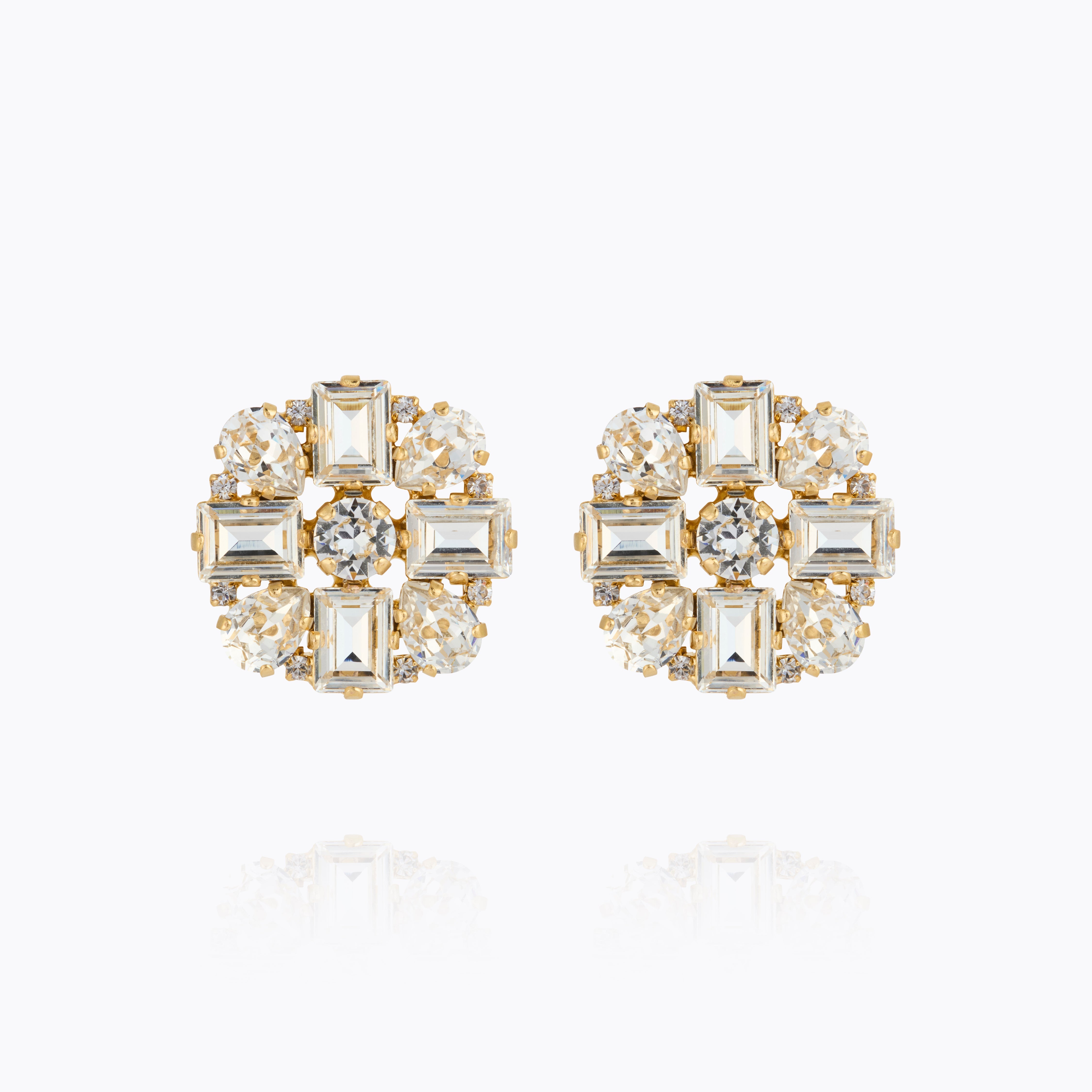 Caroline Svedbom - Diora Statement Earrings Crystal Gold