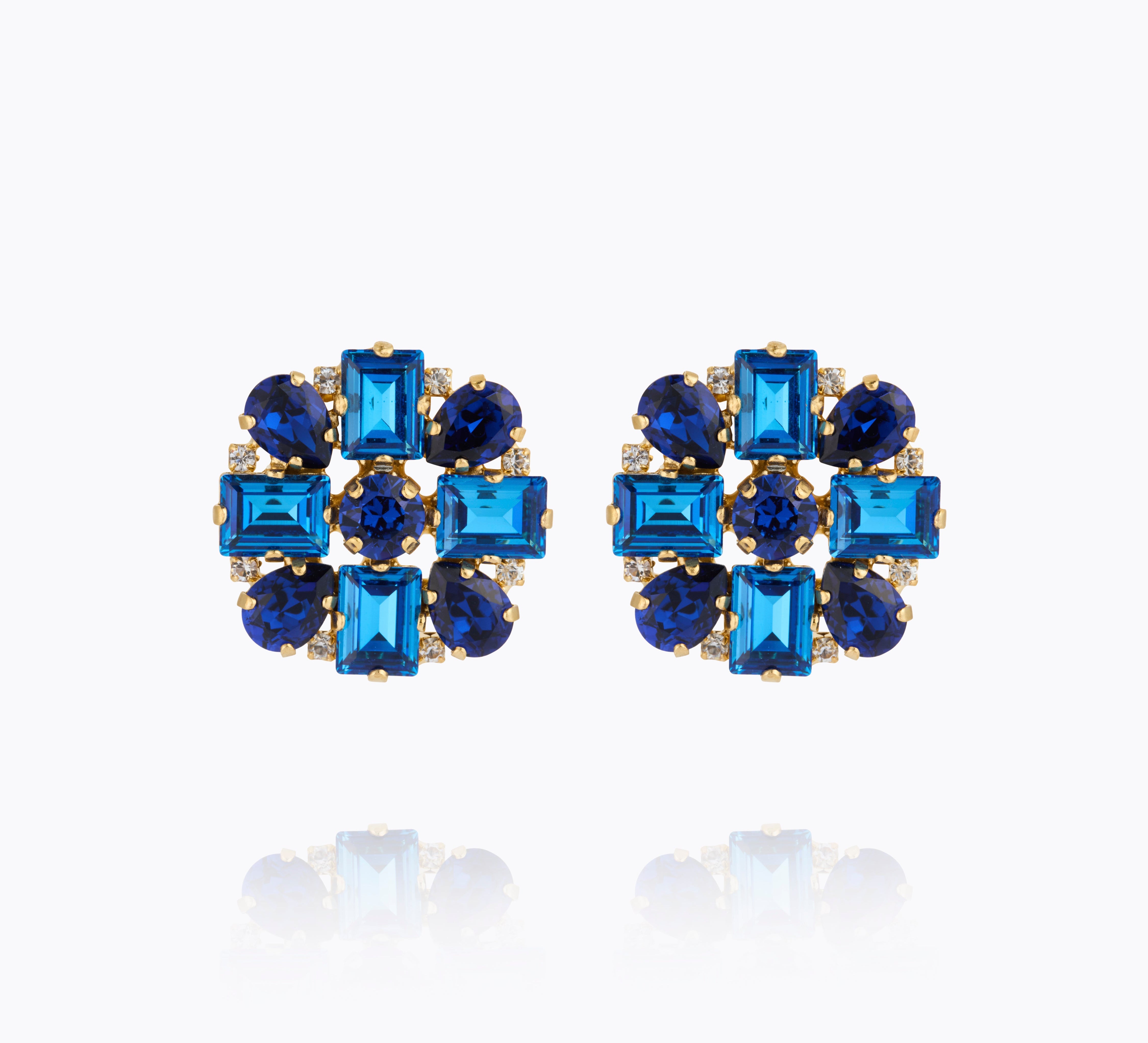 Caroline Svedbom - Diora Statement Earrings Recreated Blue Combo Gold