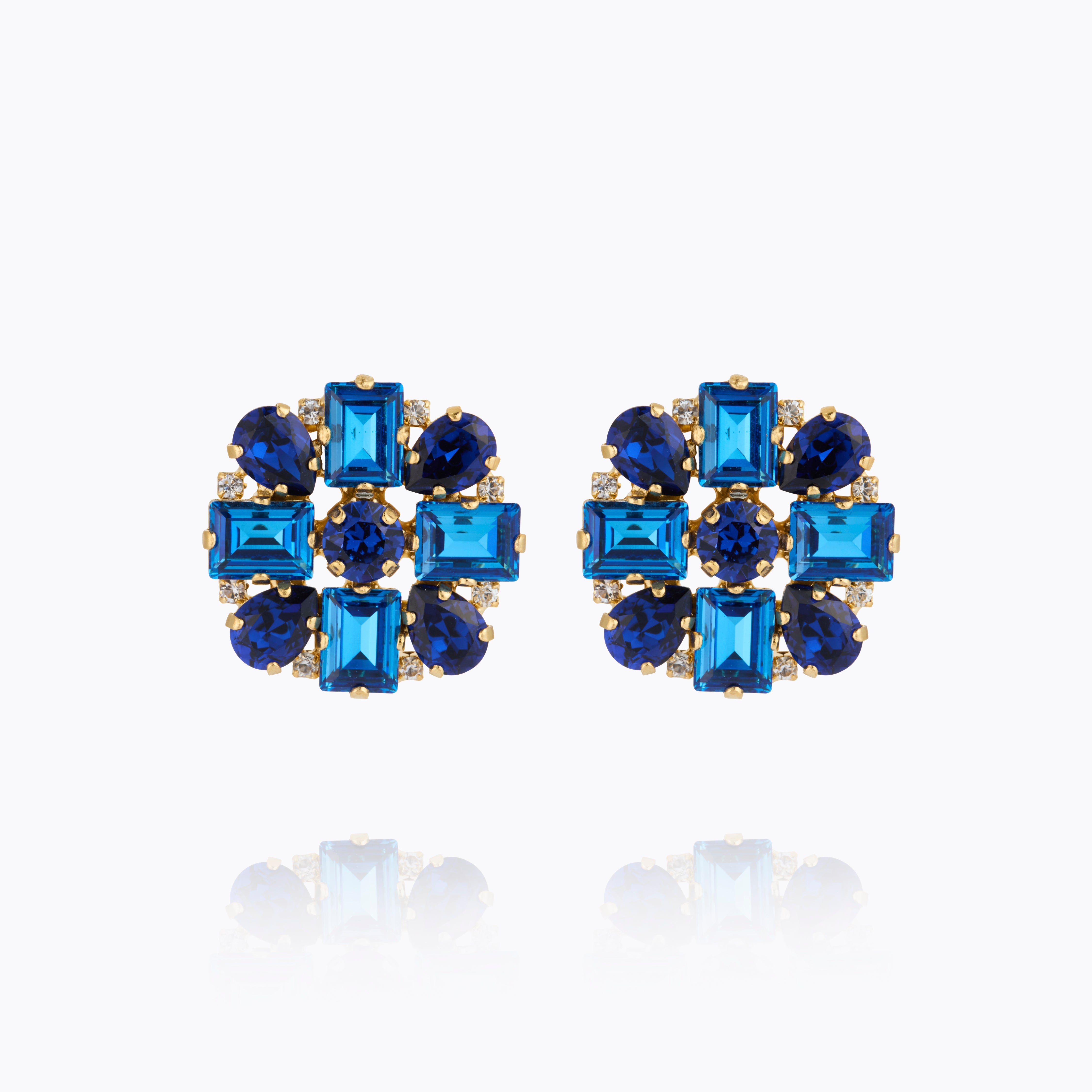 Caroline Svedbom - Diora Statement Earrings Recreated Blue Combo Gold