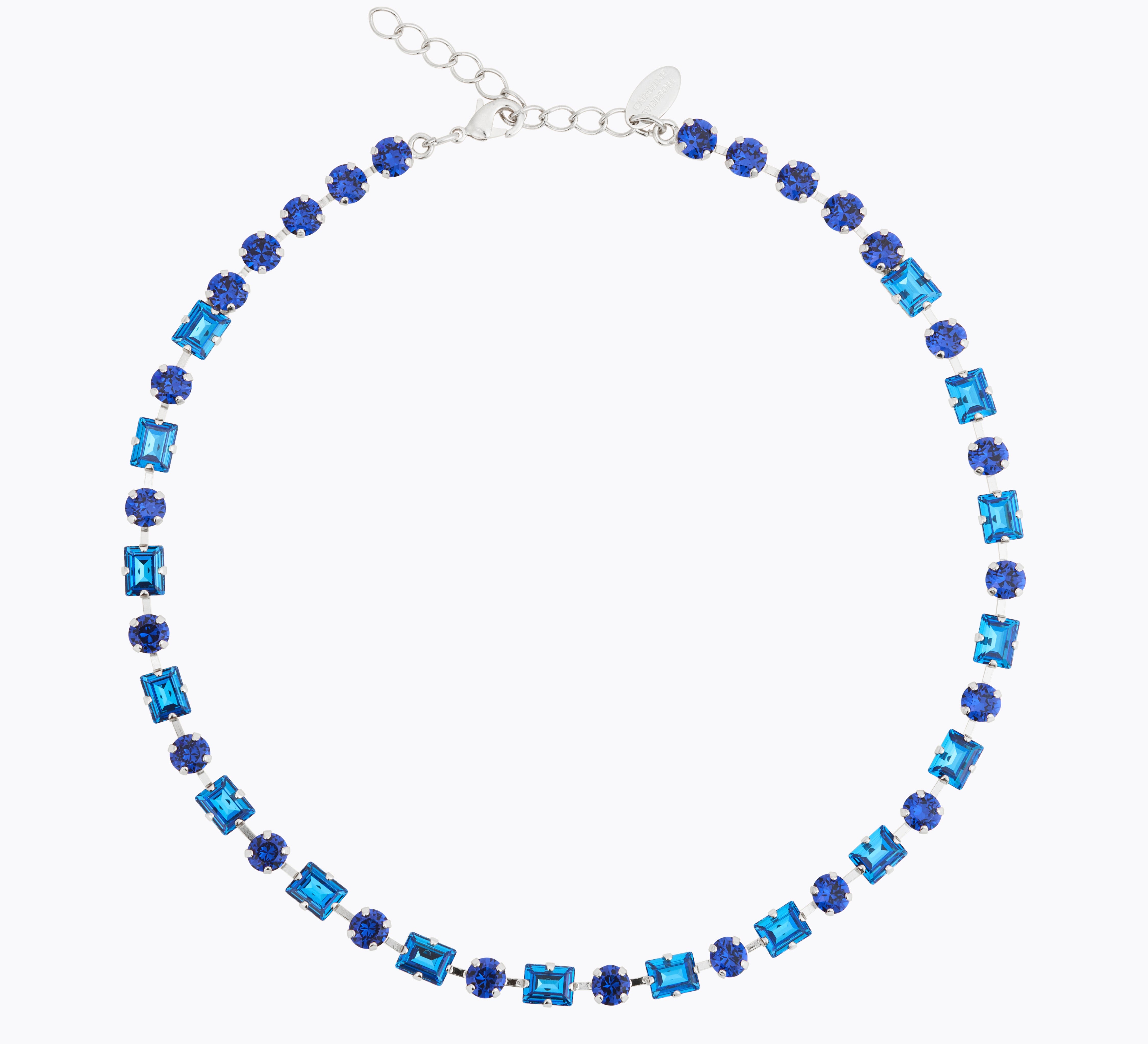 Caroline Svedbom - Diora Statement Necklace Recreated Blue Combo Rhodium
