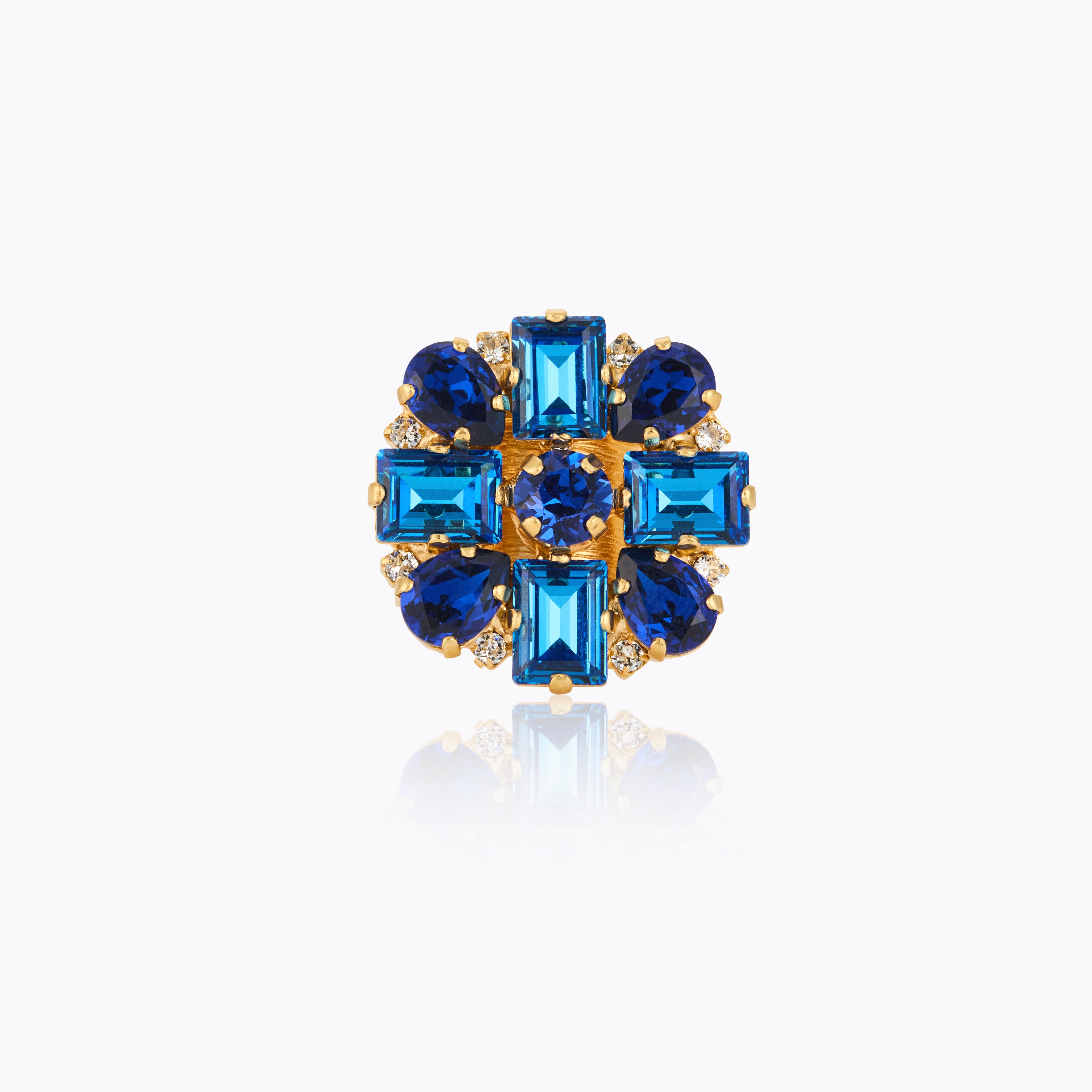 Caroline Svedbom - Diora Statement Ring Recreated Blue Combo Gold