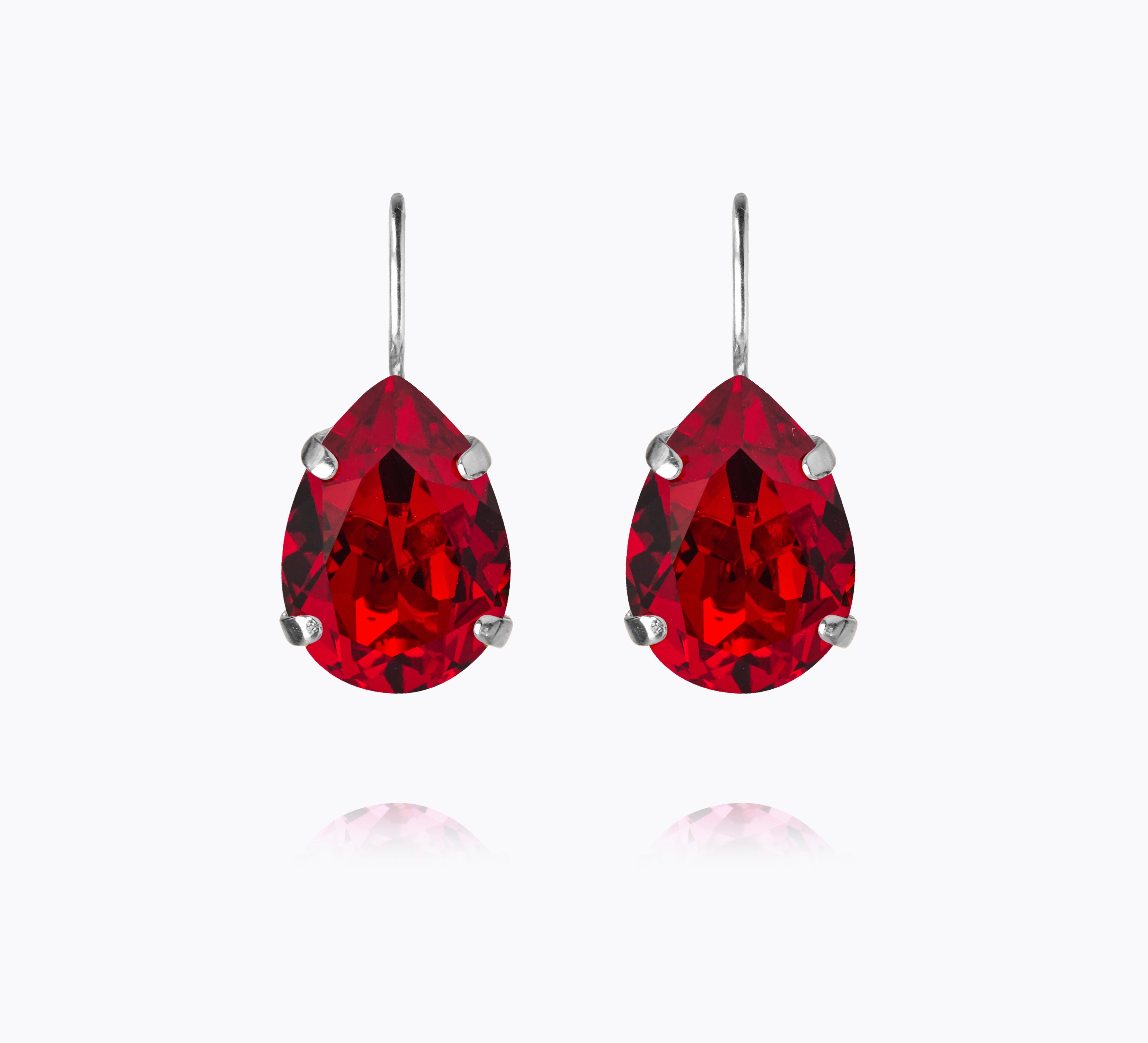 Caroline Svedbom - Mini Drop Clasp Earrings Light Siam Rhodium