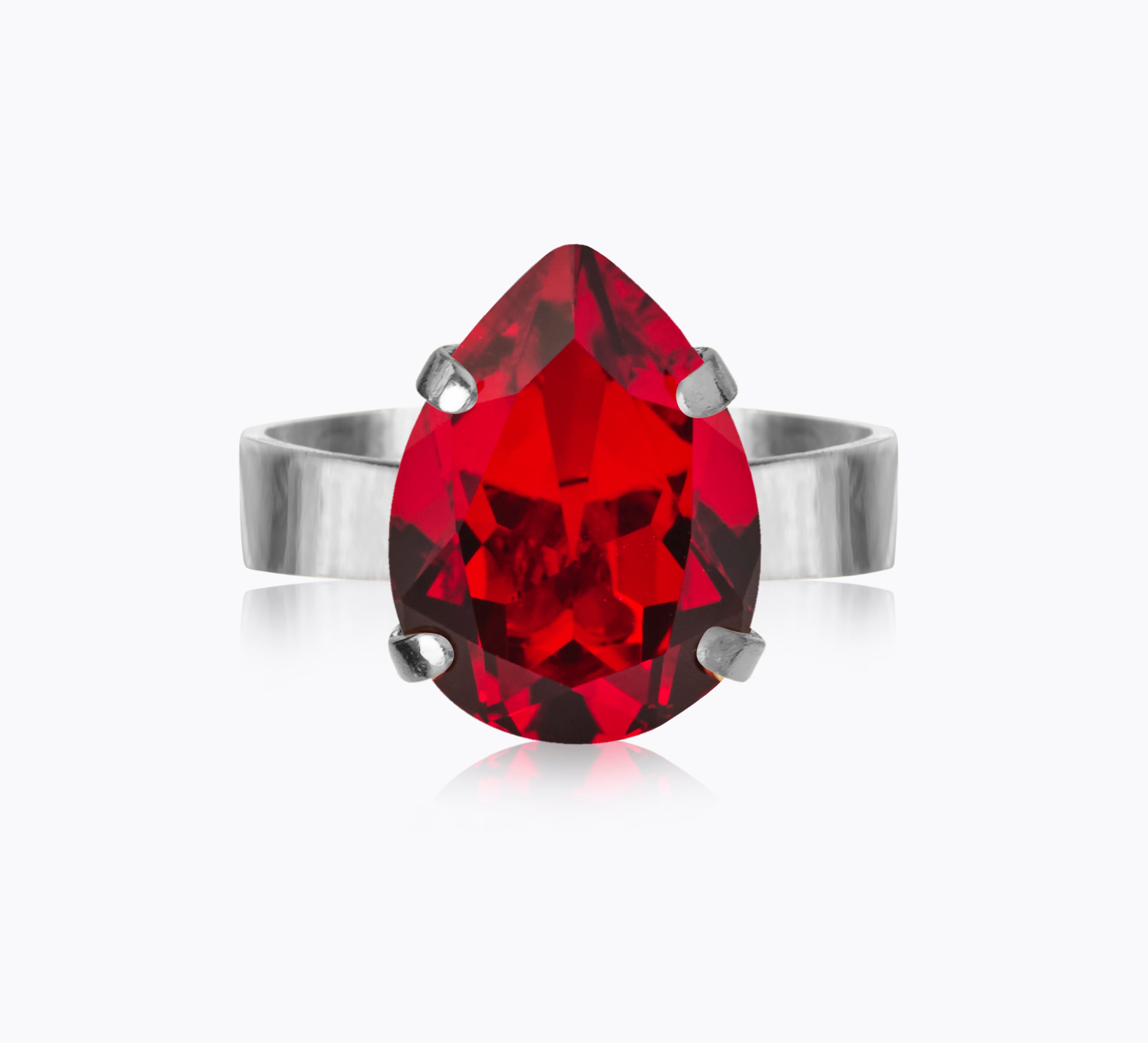 Caroline Svedbom - Mini Drop Ring Light Siam Rhodium