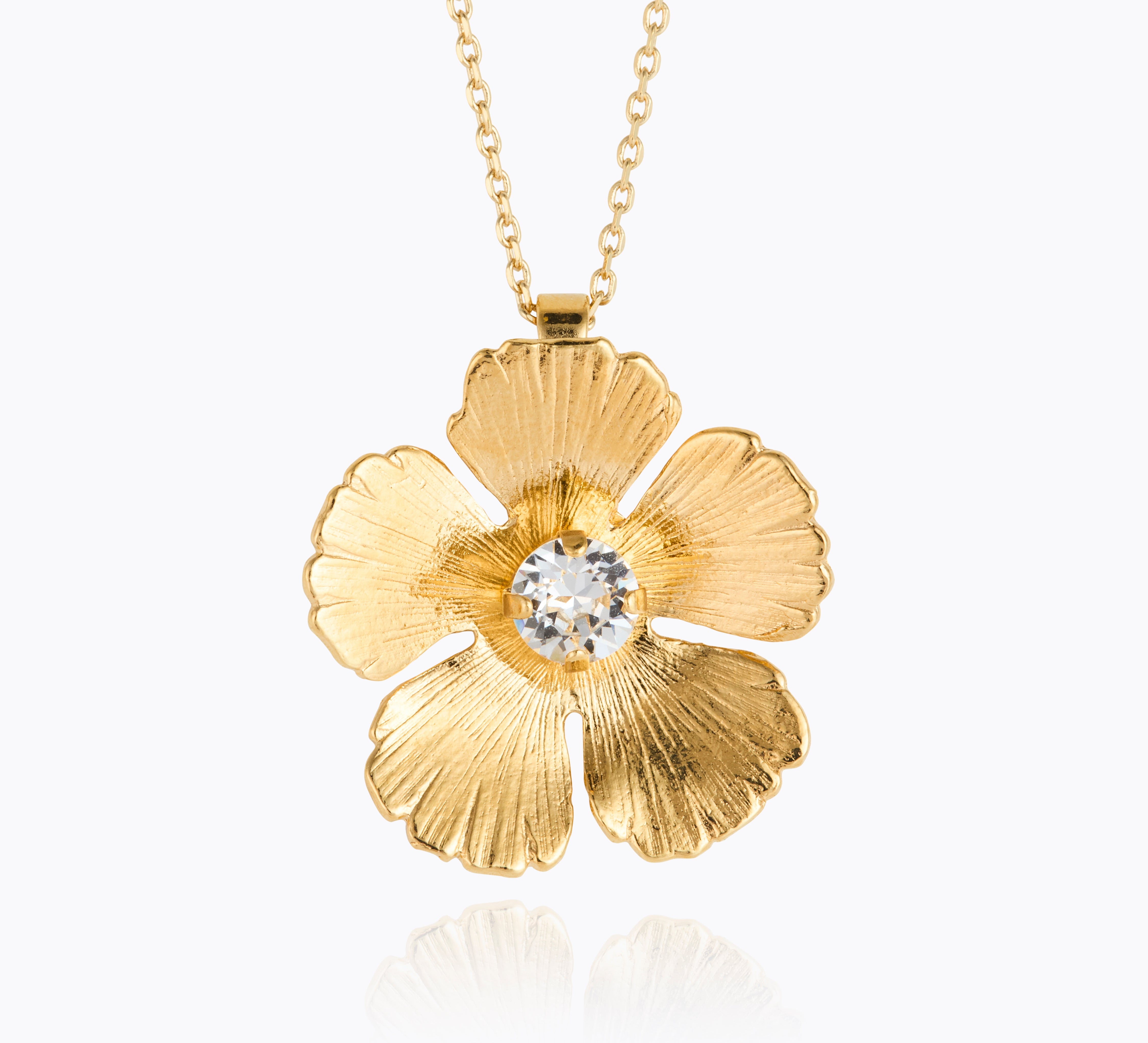 Caroline Svedbom - Mini Anemone Necklace Crystal Gold