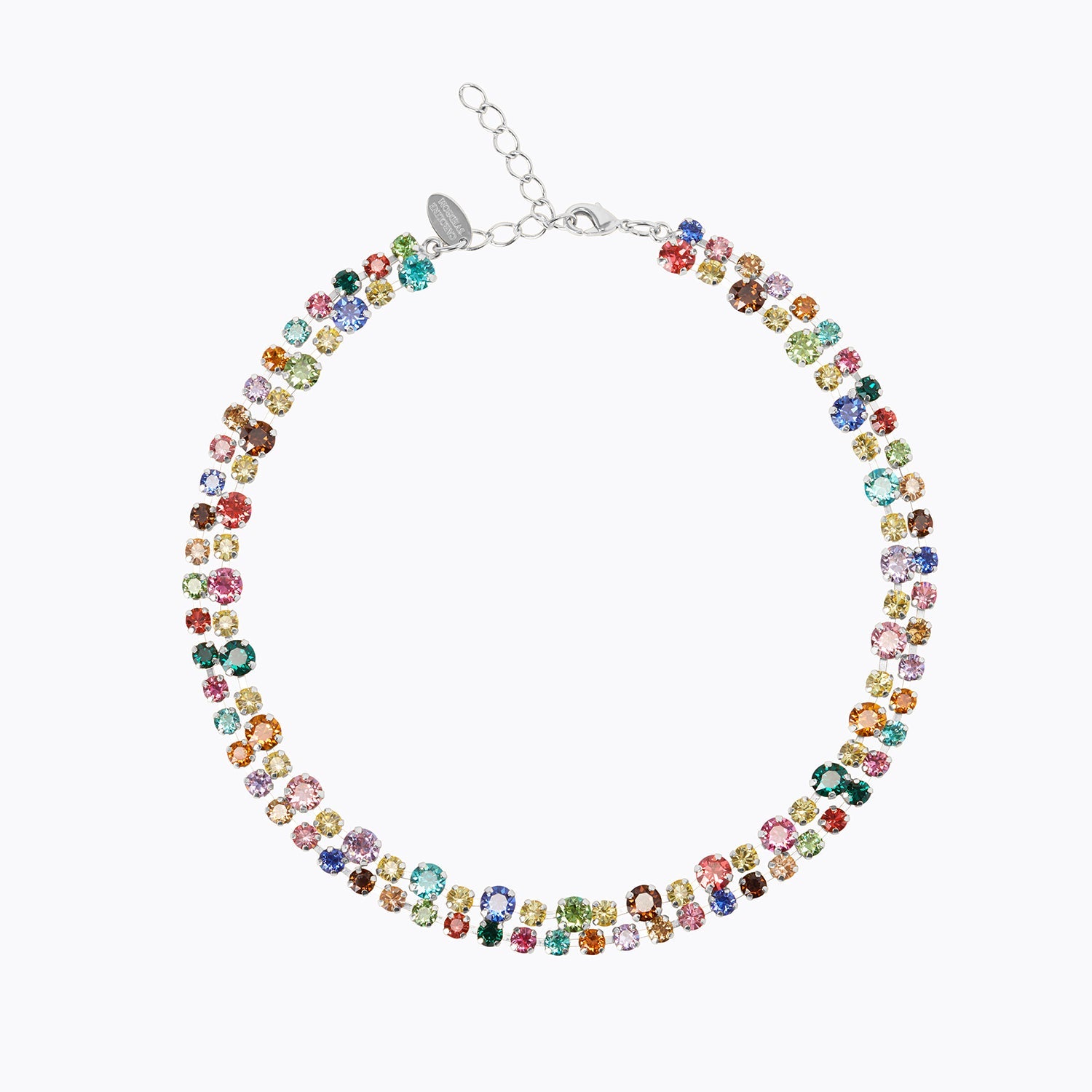 Caroline Svedbom - Mini Pomona Necklace Rainbow Combo Rhodium