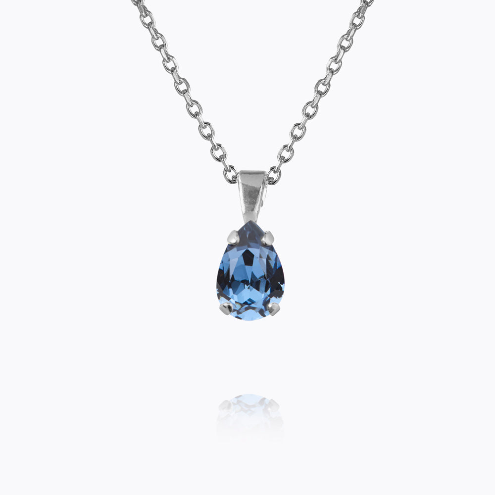 Caroline Svedbom - Petite Drop Necklace Denim Blue Rhodium