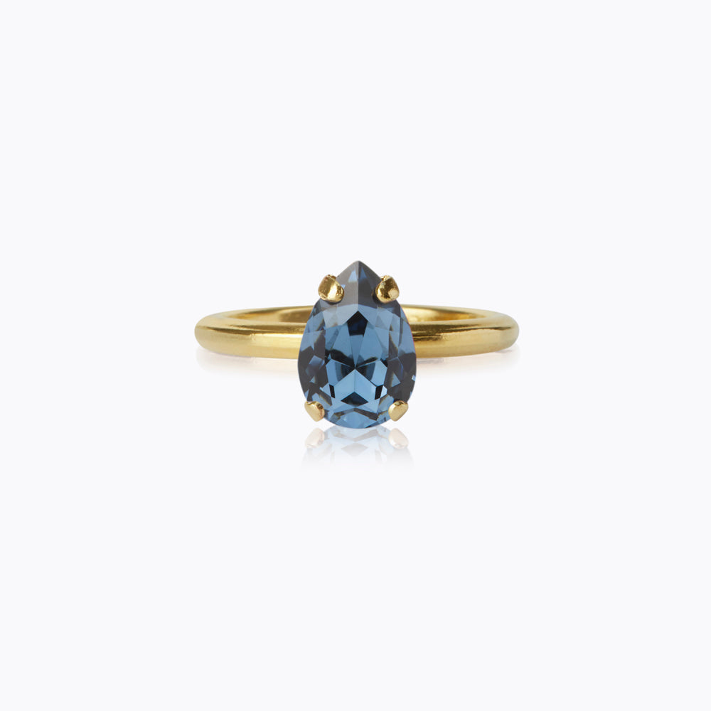 Caroline Svedbom - Petite Drop Ring Denim Blue Gold