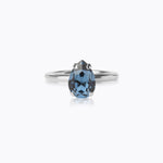 Caroline Svedbom - Petite Drop Ring Denim Blue Rhodium