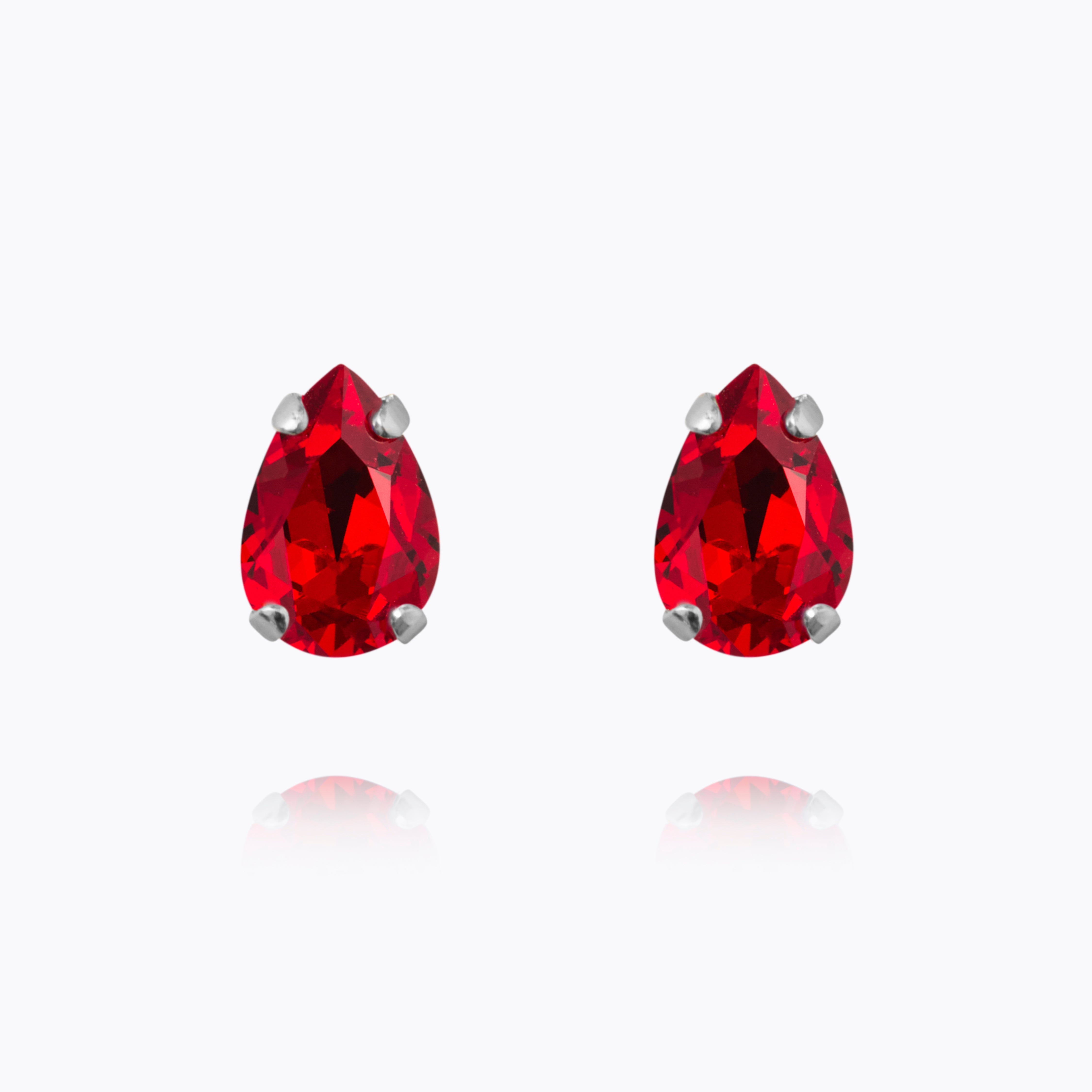 Caroline Svedbom - Petite Drop Stud Earrings Light Siam Rhodium