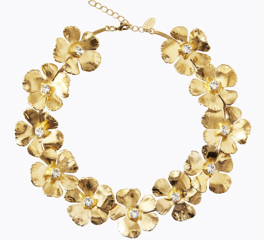 Caroline Svedbom - Anemone Grande Necklace Crystal Gold