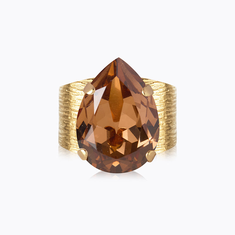 Caroline Svedbom - Classic Drop Ring Rec Light Smoked Topaz Gold