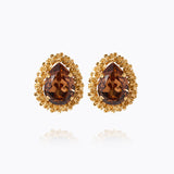 Caroline Svedbom - Classic Gemma Earrings Rec Light Smoked Topaz Gold