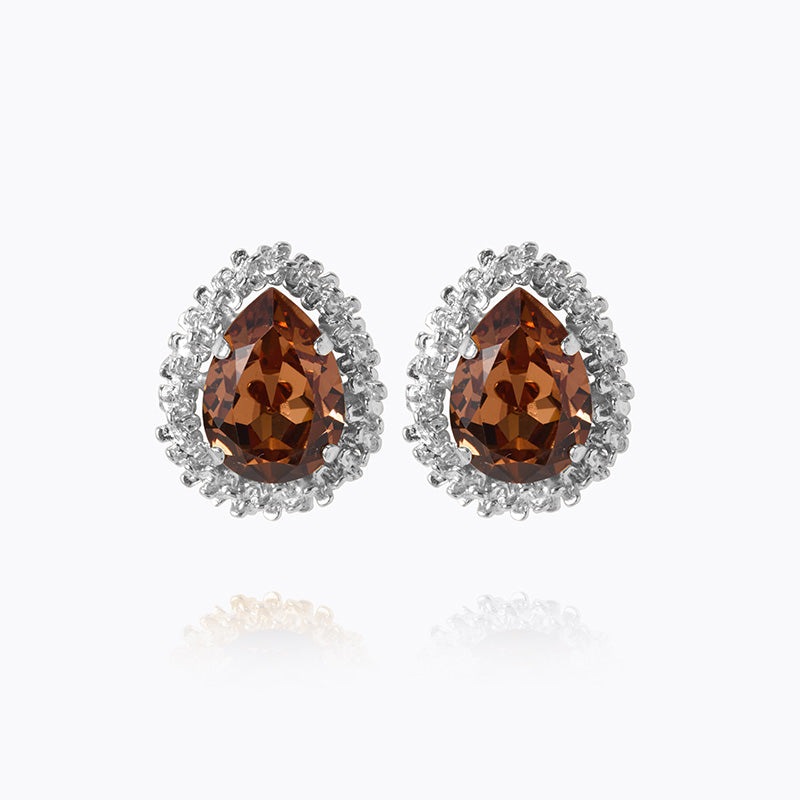 Caroline Svedbom - Classic Gemma Earrings Rec Light Smoked Topaz Rhodium