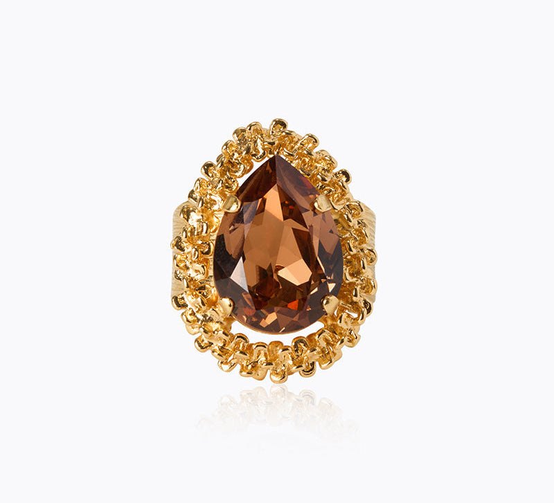 Caroline Svedbom - Classic Gemma Ring Rec Light Smoked Topaz Gold