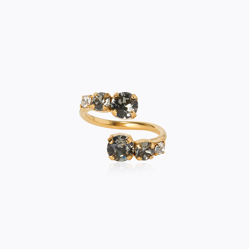 Caroline Svedbom - Halo Ring Black Diamond Crystal Gold