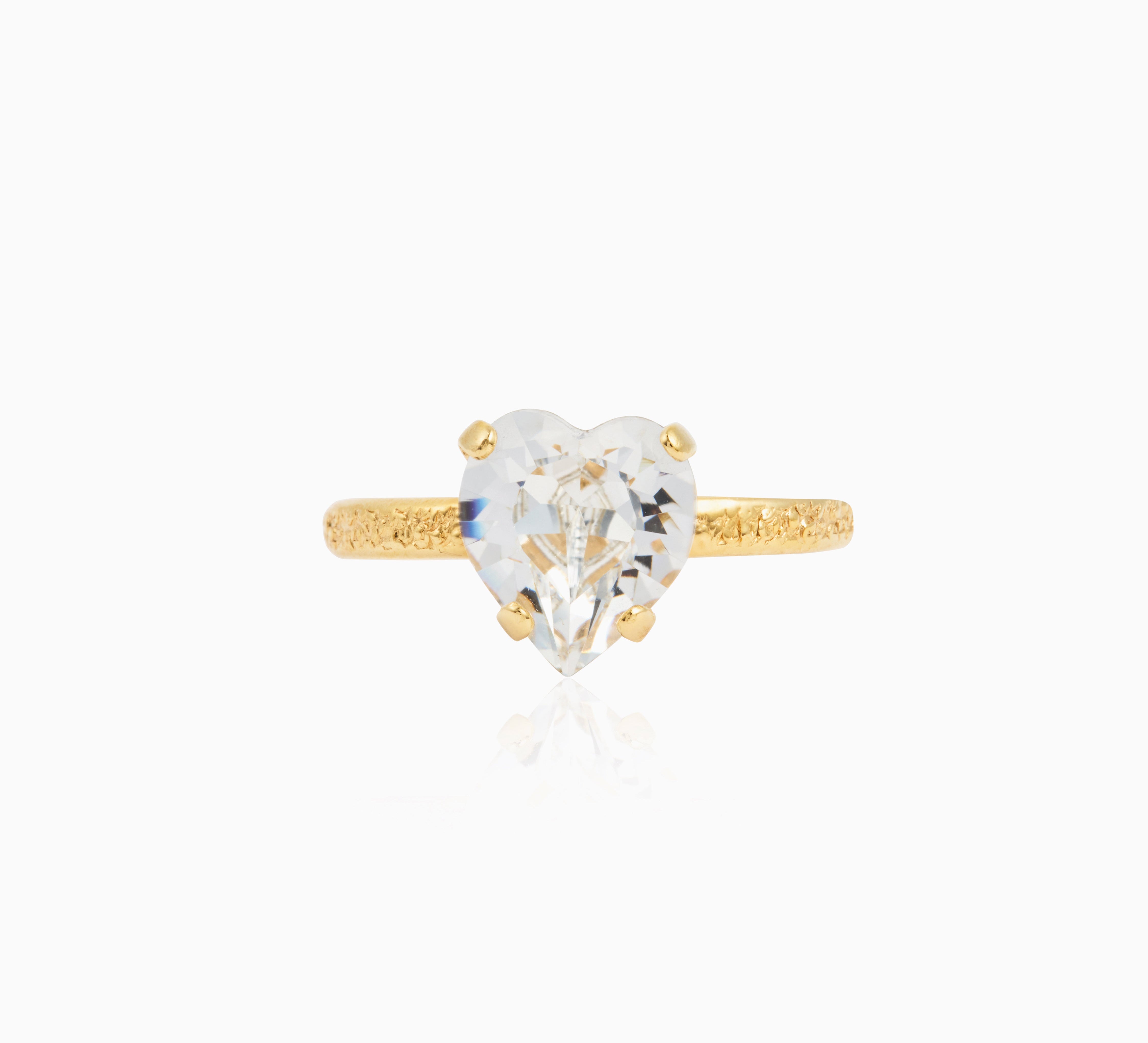 Caroline Svedbom - Heart Ring Crystal Gold
