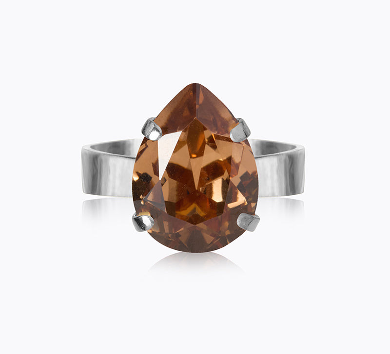 Mini Drop Ring / ReCreated Light Smoked Topaz