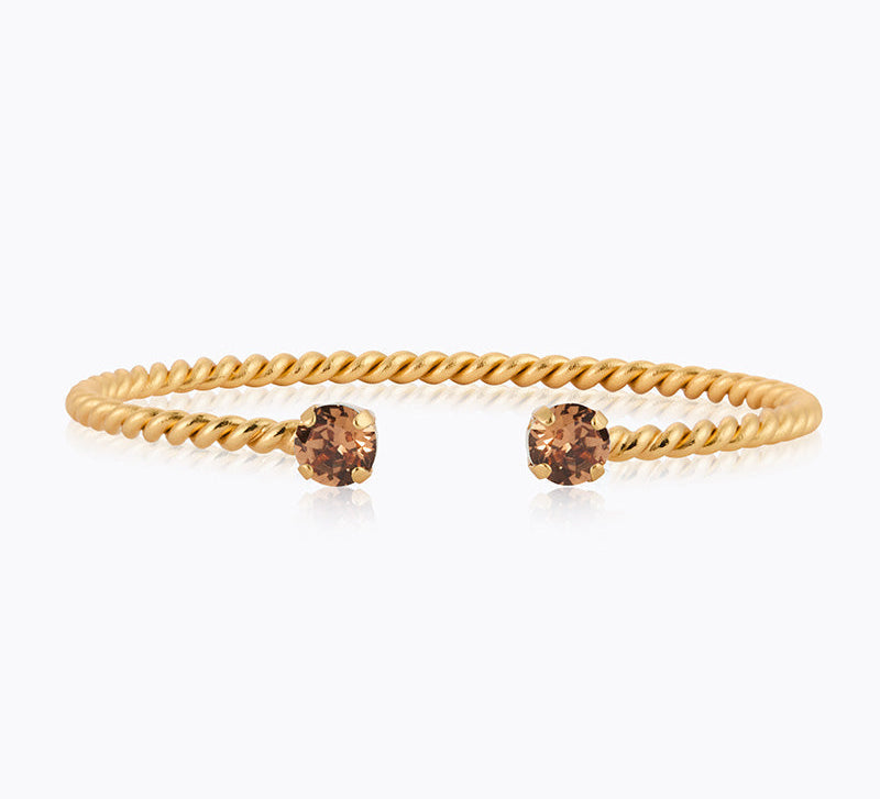 Caroline Svedbom - Mini Twisted Bracelet Rec Light Smoked Topaz Gold