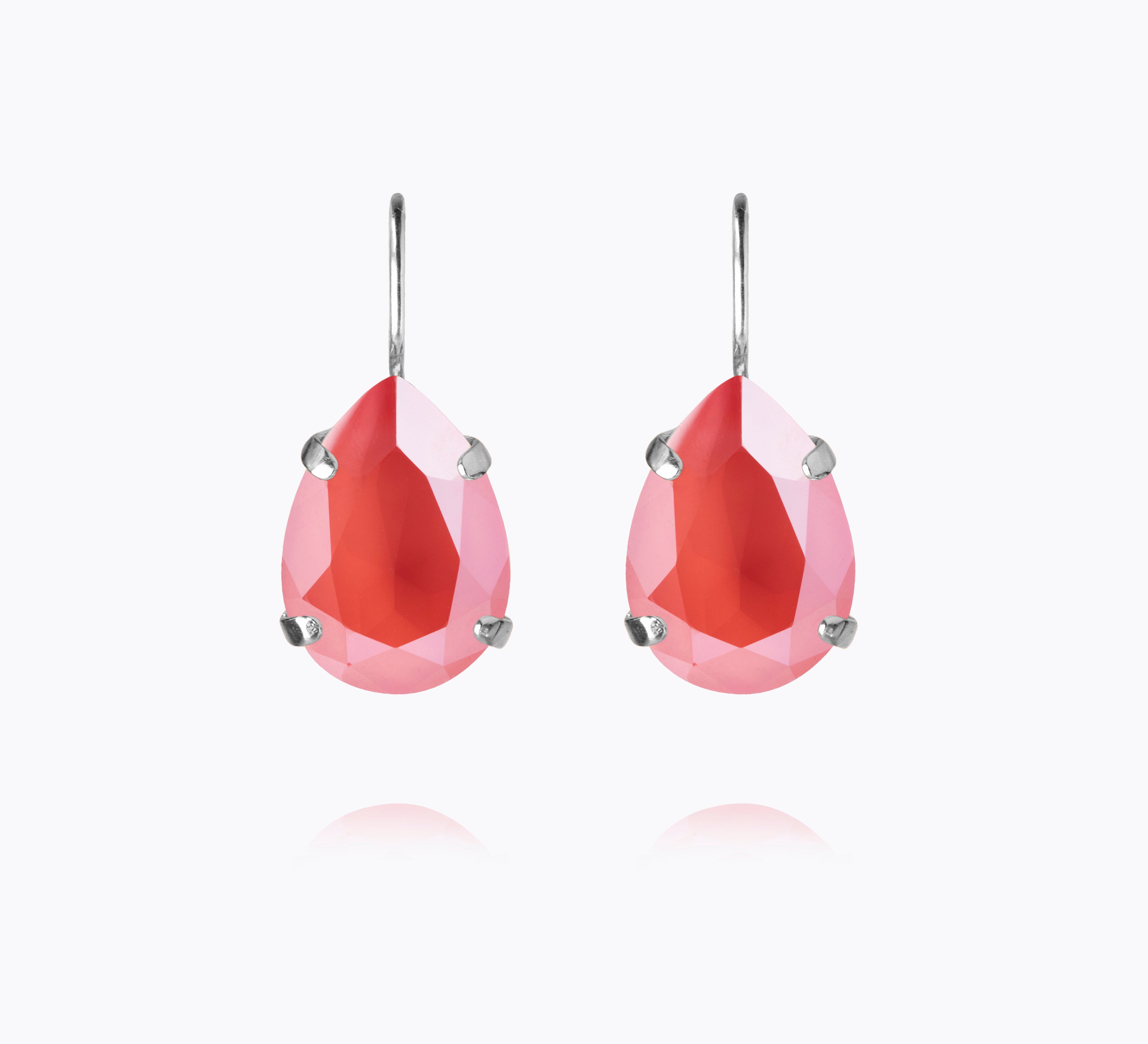 Caroline Svedbom - Mini Drop Clasp Earrings Light Coral Rhodium