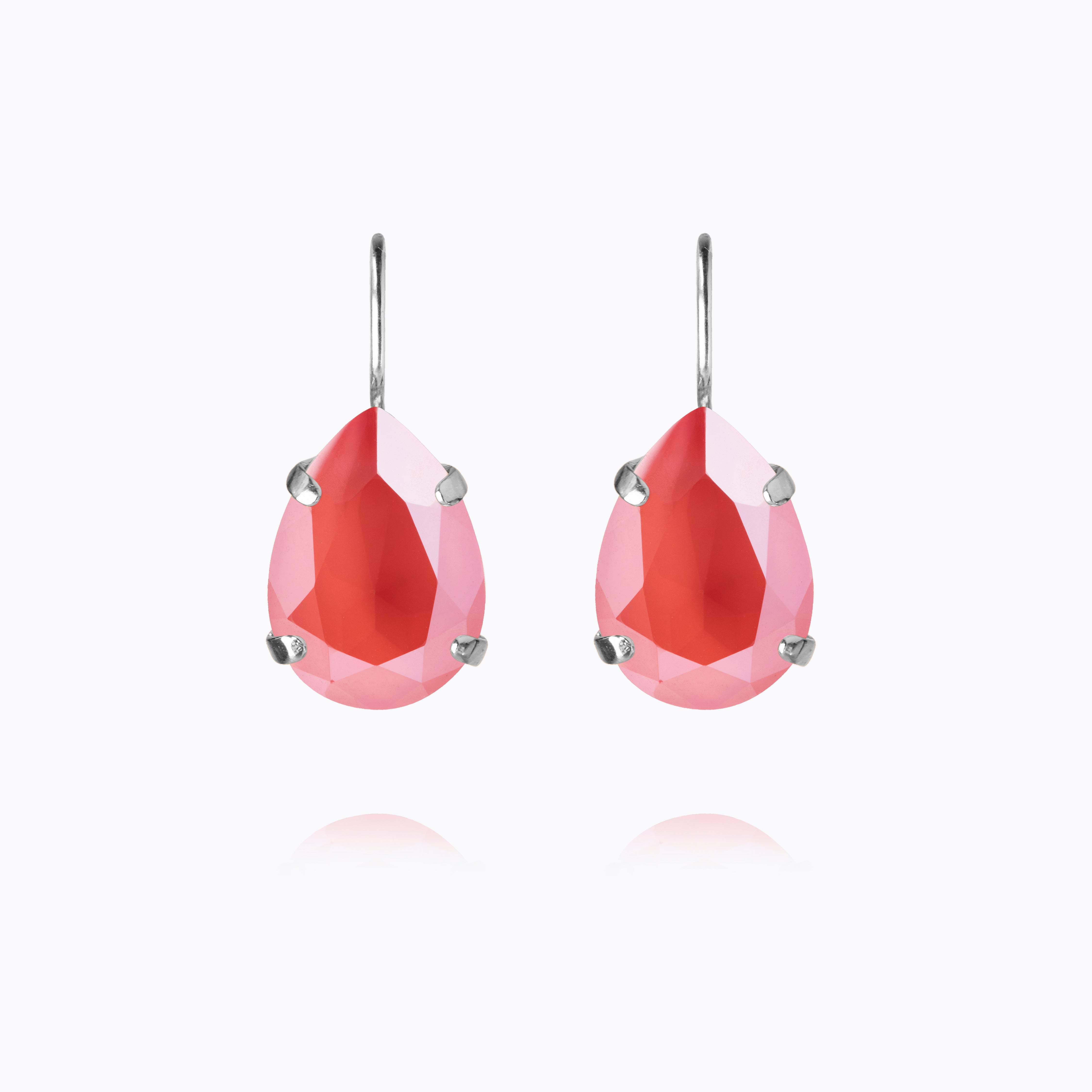 Caroline Svedbom - Mini Drop Clasp Earrings Light Coral Rhodium