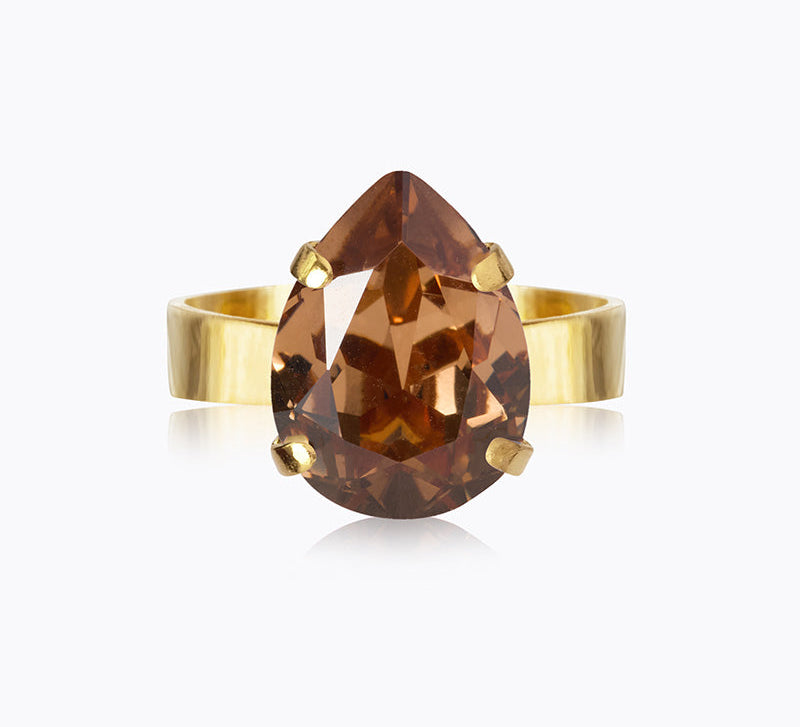 Caroline Svedbom - Mini Drop Ring Rec Light Smoked Topaz Gold