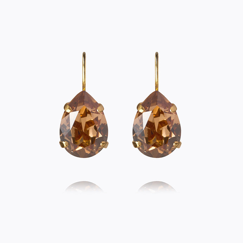 Caroline Svedbom - Mini Drop Clasp Earrings Rec Light Smoked Topaz Gold