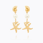 Caroline Svedbom - Seadora Statement Earrings Pearl Gold