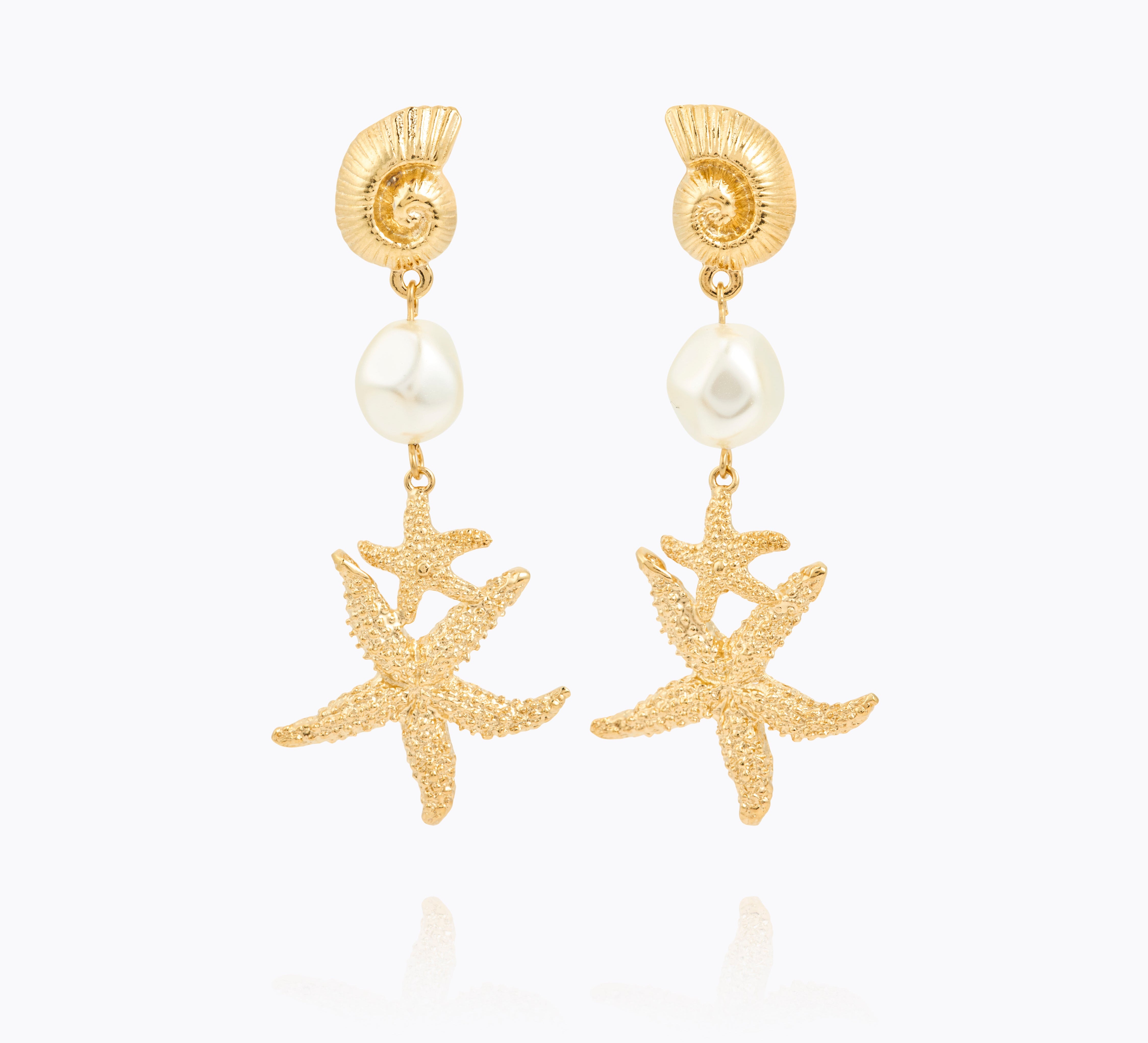Caroline Svedbom - Seadora Statement Earrings Pearl Gold