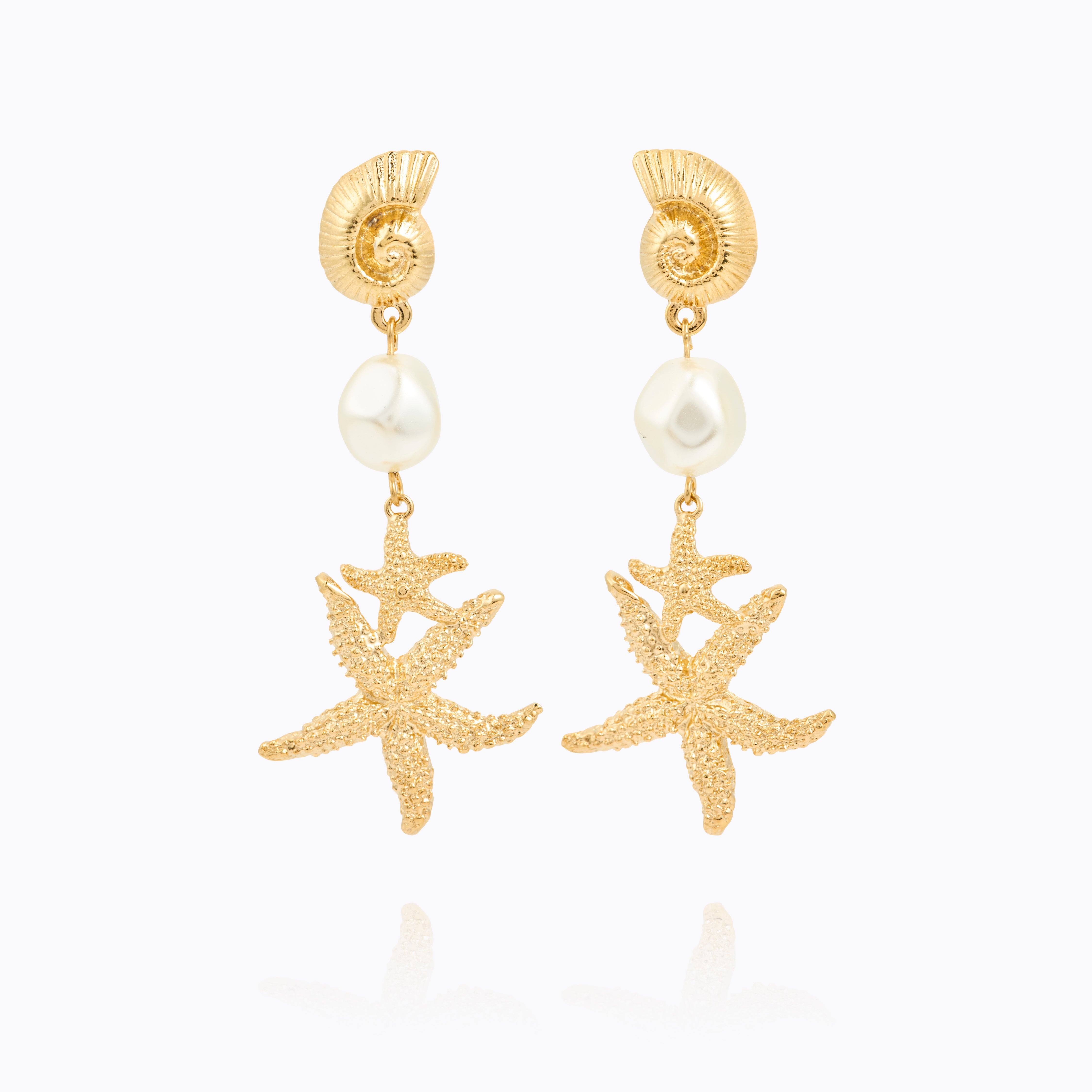 Caroline Svedbom - Seadora Statement Earrings Pearl Gold