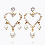 Caroline Svedbom - Heart Pearl Earrings Pearl Crystal Gold