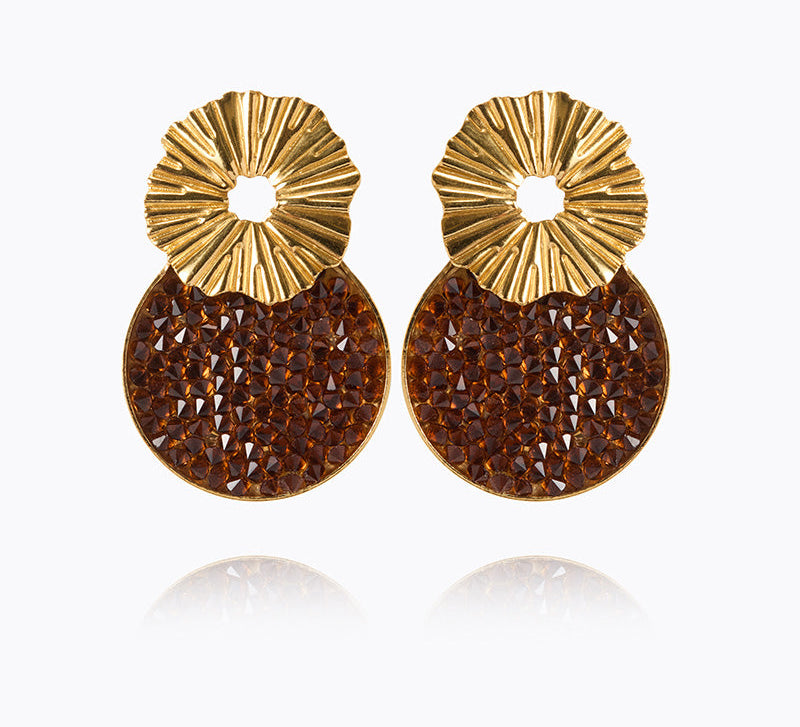 Caroline Svedbom - Vassia Rocks Earrings Rec Smoked Topaz Gold