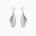Caroline Svedbom - Mini Golden Leaf Earrings Pearl Rhodium