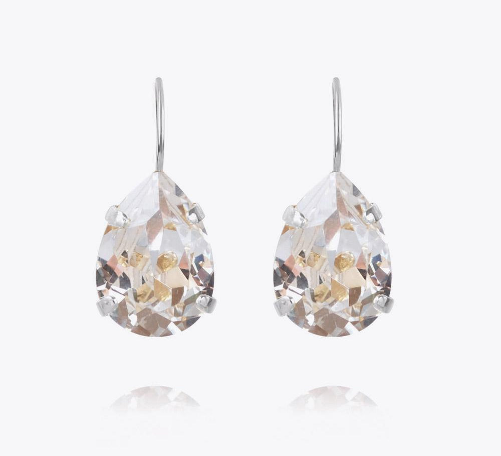 Mini Drop Clasp Earrings / Crystal