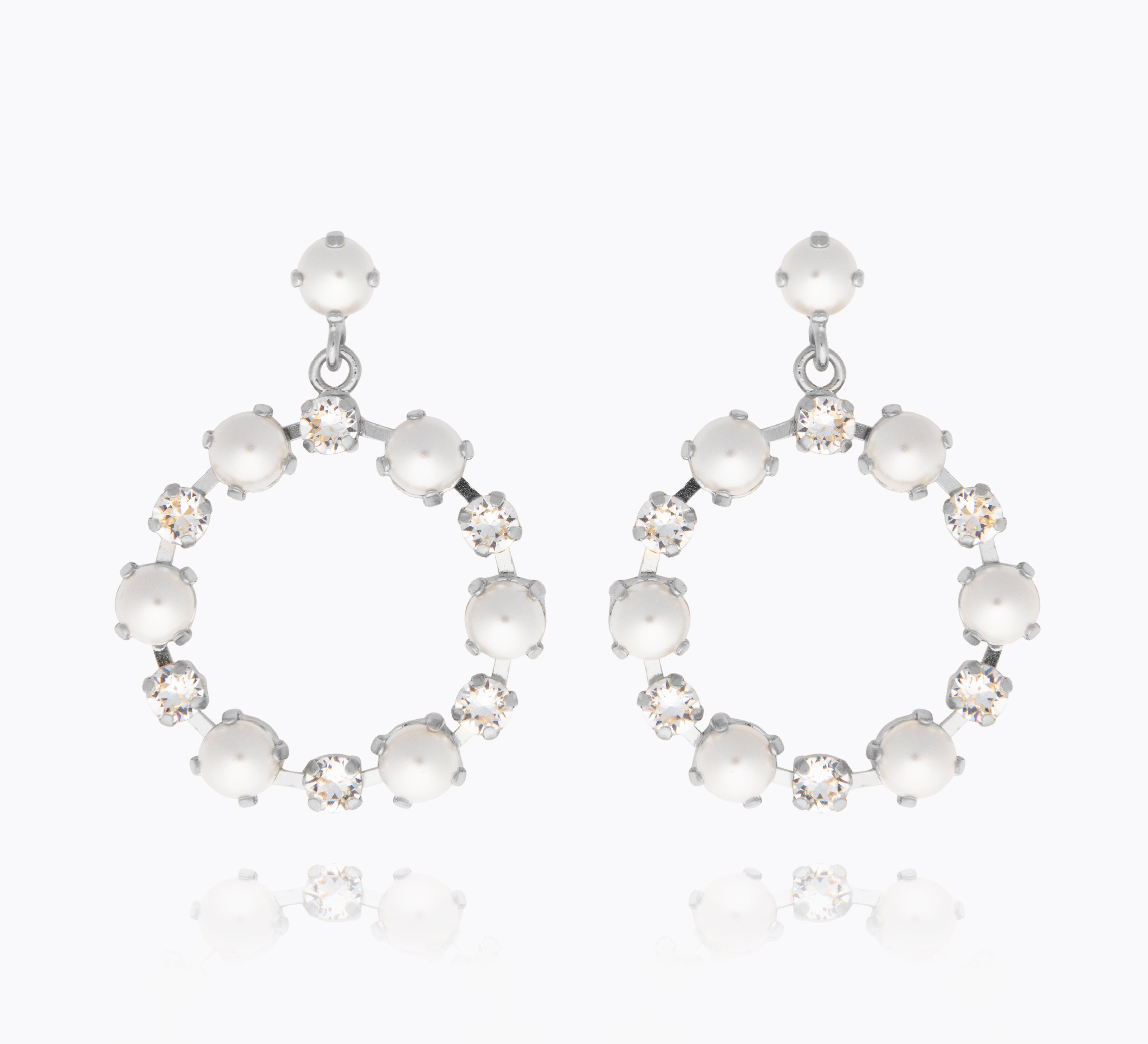 Caroline Svedbom - Eternity Pearl Earrings Pearl Crystal Rhodium