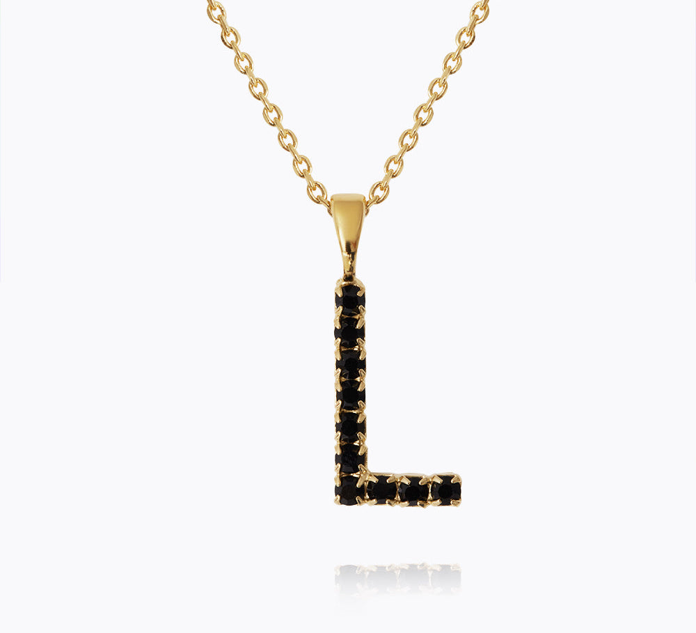 Caroline Svedbom - Mini Letter Black Necklace Letter L Gold