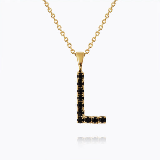 Caroline Svedbom - Mini Letter Black Necklace Letter L Gold
