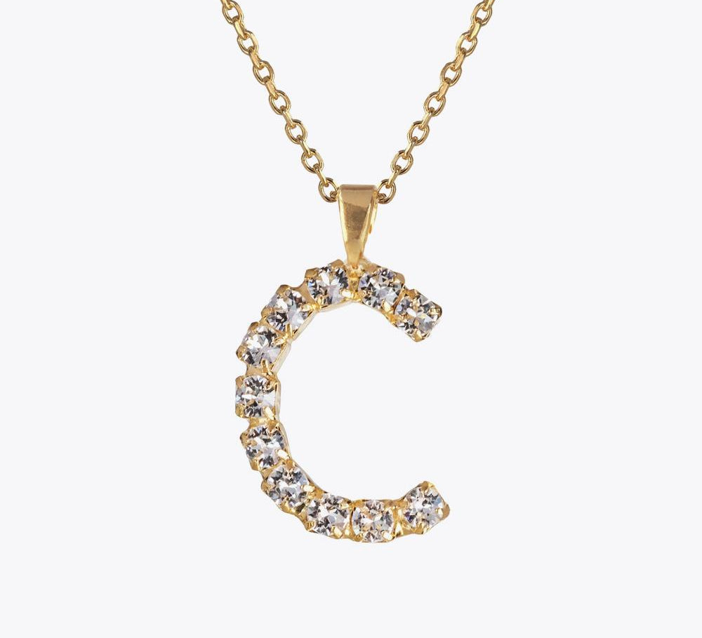 Caroline Svedbom - Letter Necklace Crystal Gold 70 Letter C Cm