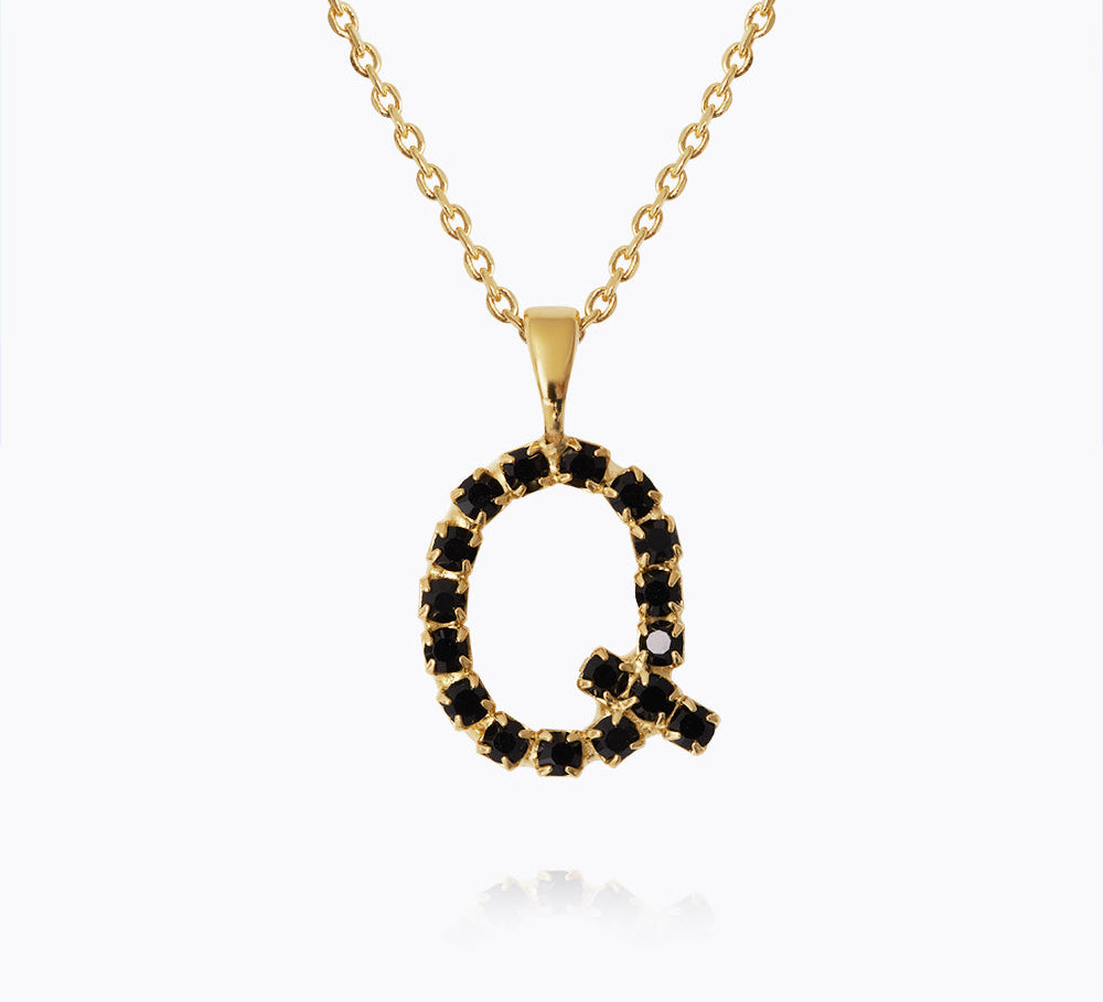 Caroline Svedbom - Mini Letter Black Necklace Letter Q Gold