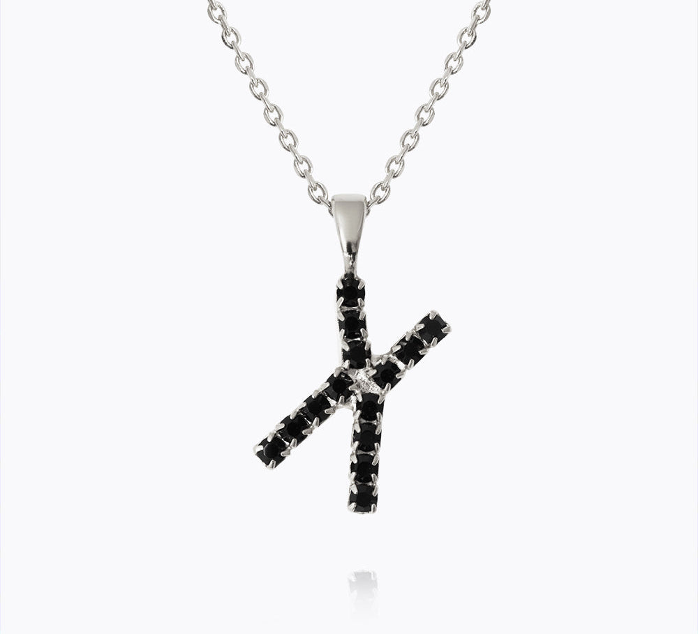 Caroline Svedbom - Mini Letter Black Necklace Letter X Rhodium