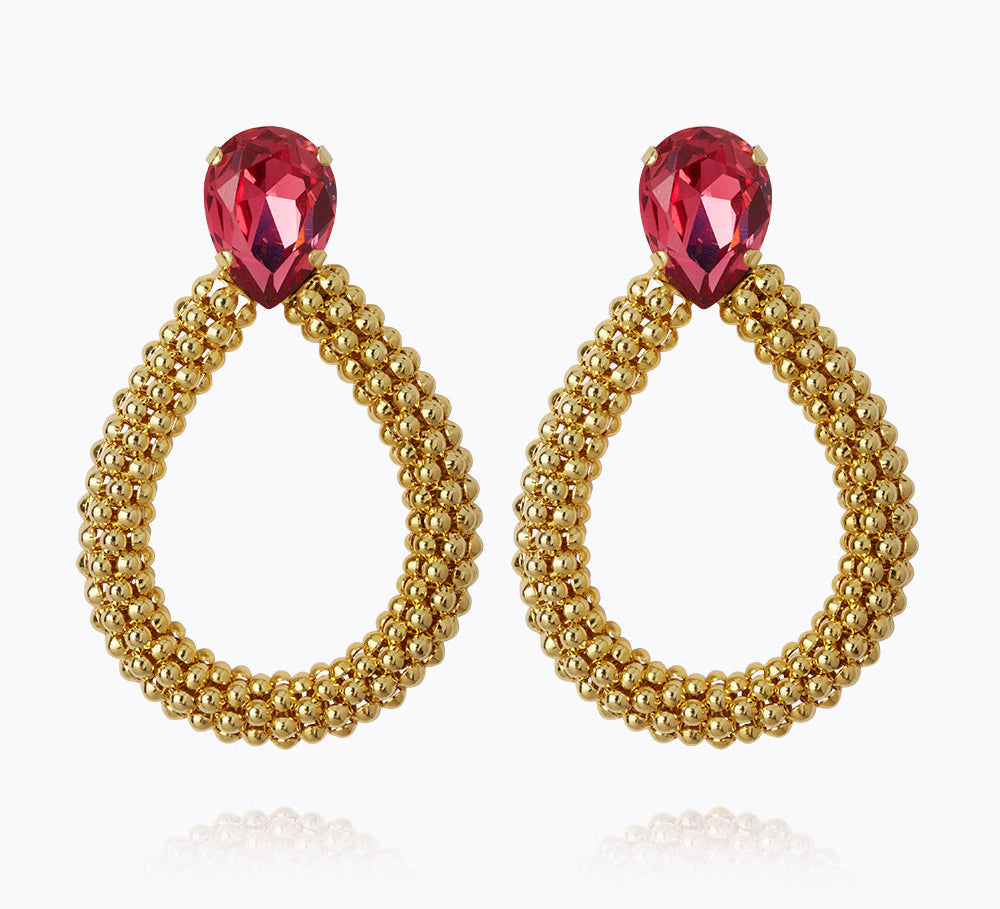 Caroline Svedbom - Classic Rope Earrings Mulberry Red Gold